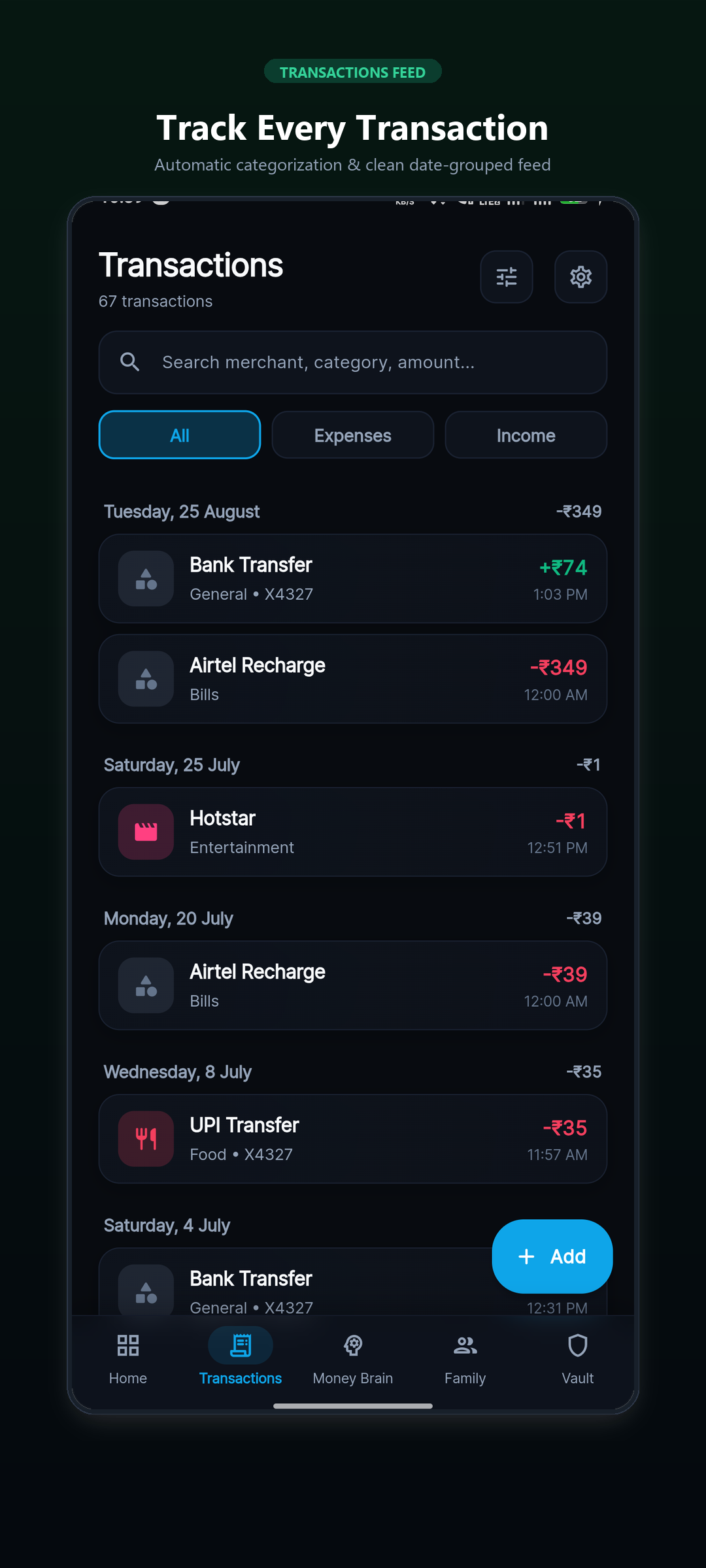 SAGIRO Transactions Ledger