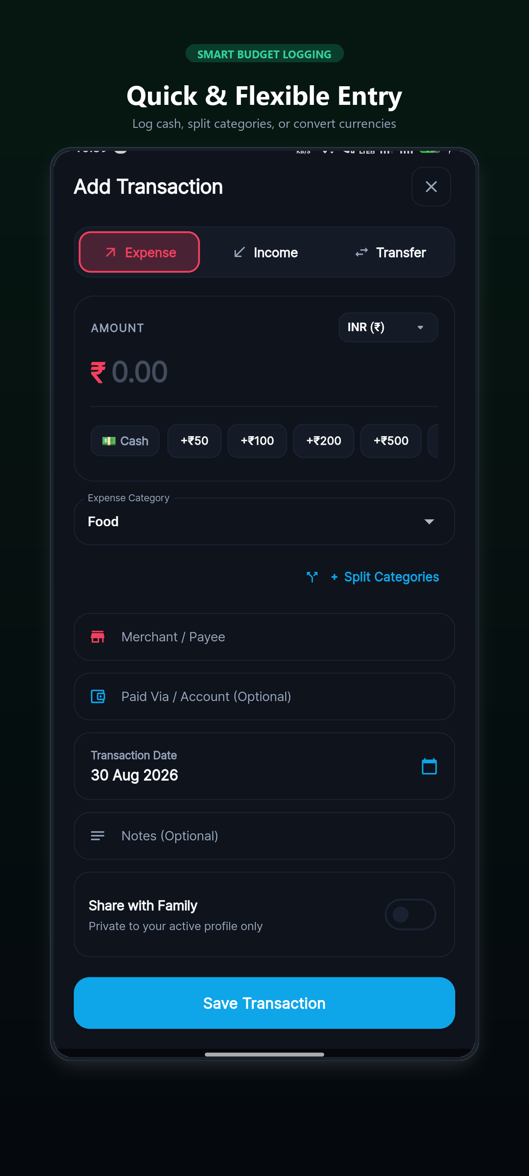 SAGIRO Add Transaction